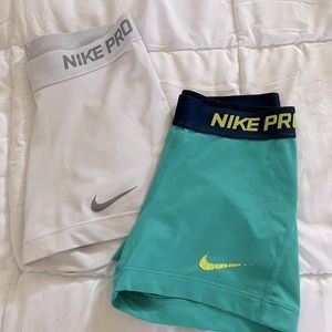 Nike pro shorts in grey and green. Nike pro shorts. In good condition.